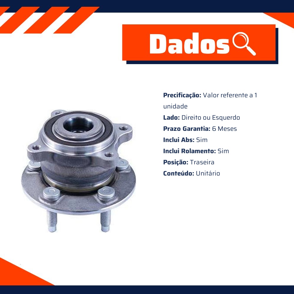 Cubo de Roda Traseiro com Rolamento e ABS para Chevrolet Cruze e Cruze Sport6 - Cofap - CRC04033