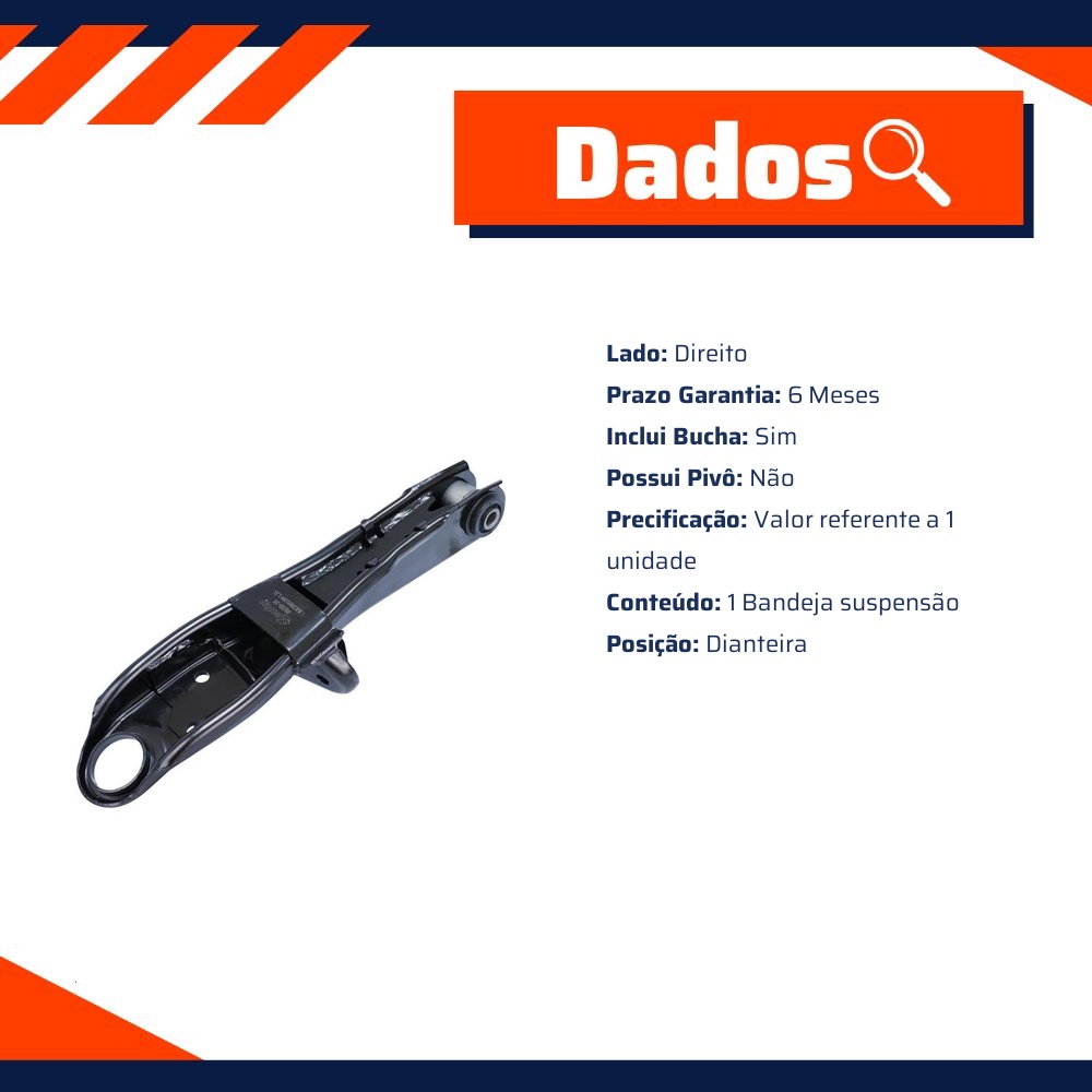 Bandeja Suspensão Dianteira Inferior Direita com Bucha para Mitsubishi Pajero e Pajero Tr4 - Cofap - BJC39010M