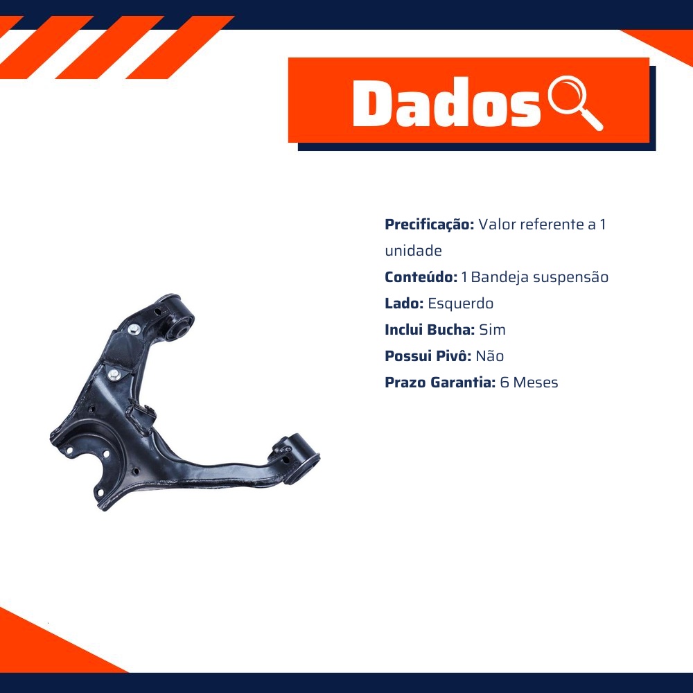 Bandeja Suspensão Dianteira Superior Esquerda com Bucha para Mitsubishi L200 e Pajero Dakar - Cofap - BJC39009M
