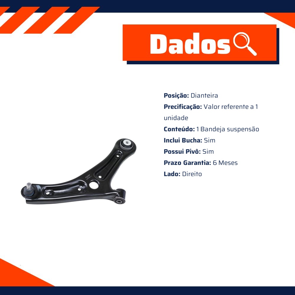 Bandeja Suspensão Dianteira Direita com Pivô com Bucha para Ford Ecosport - Cofap - BJC08148M