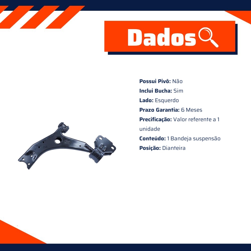 Bandeja Suspensão Dianteira Esquerda com Bucha para Ford Focus e Focus Sedan - Cofap - BJC08139M