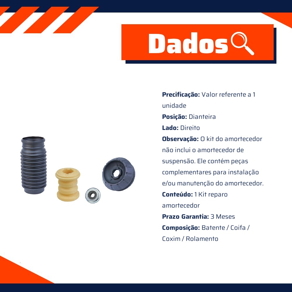Kit Reparo Amortecedor Dianteiro Direito ou Esquerdo para Nissan Kicks e Renault Kwid - Cofap - TKC29002