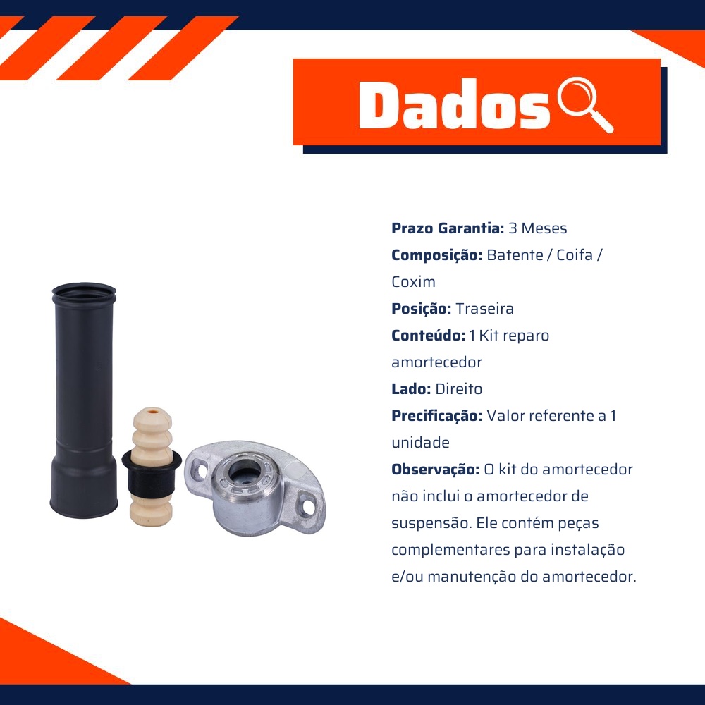 Kit Reparo Amortecedor Traseiro Direito ou Esquerdo para Chevrolet Tracker - Cofap - TKC04121