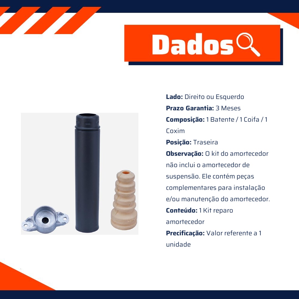 Kit Reparo Amortecedor Traseiro Direito ou Esquerdo para Ford Focus e Focus Sedan - Cofap - TKC08115
