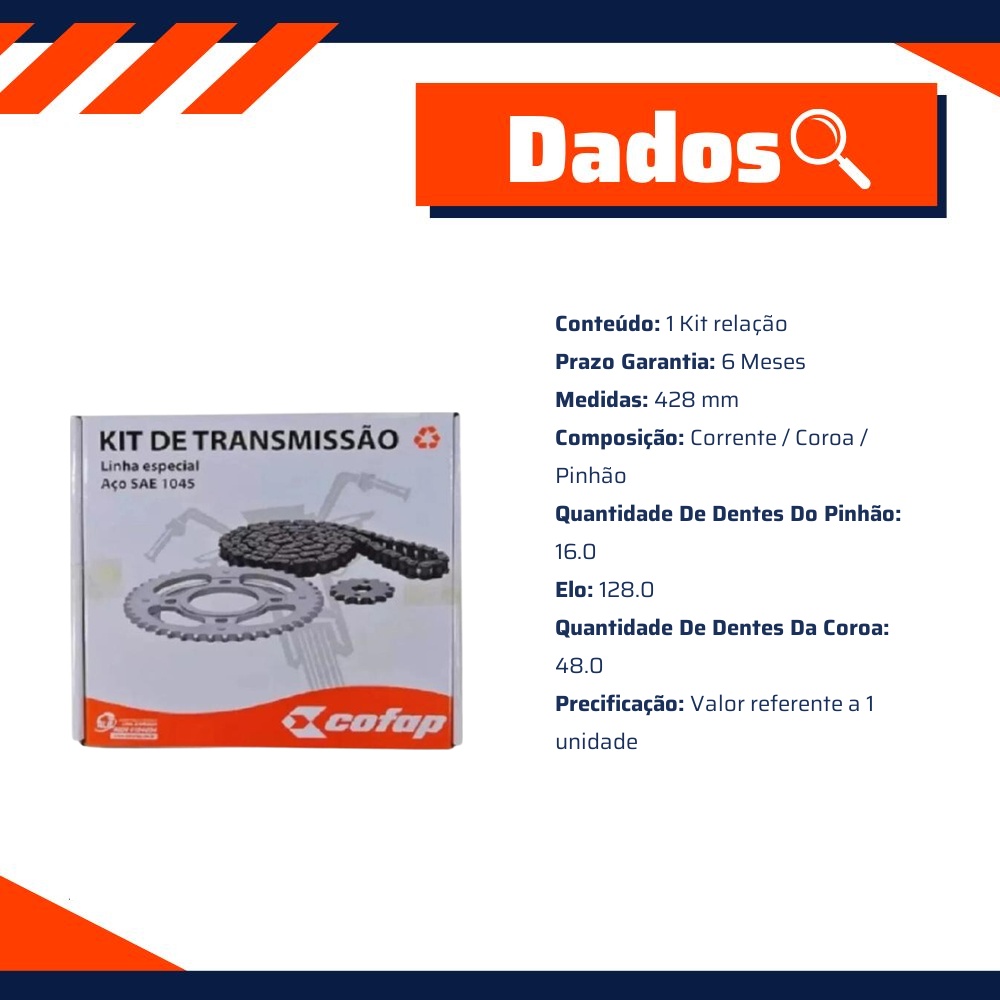 Kit Relação para Honda NXR 160 BROS e XRE 190 - Cofap - TMC410014