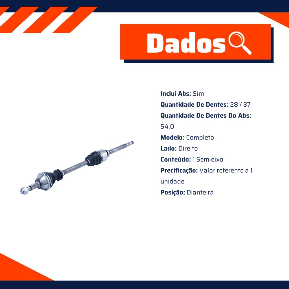 Semieixo Dianteiro Direito com ABS para Fiat Ducato - Cofap - SEC03004