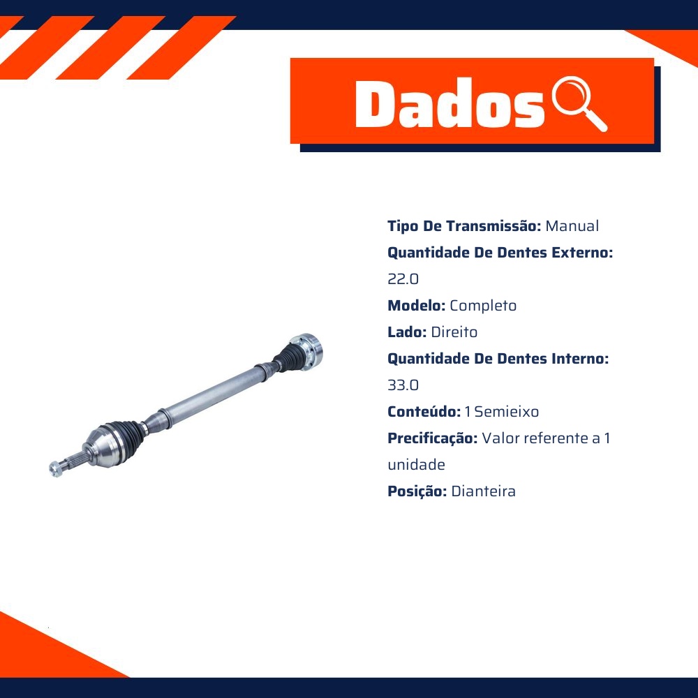 Semieixo Dianteiro Direito Manual - Cofap - SEC01416