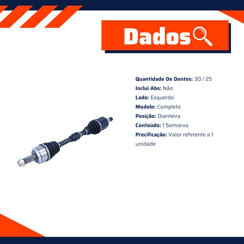 Semieixo Dianteiro Esquerdo para Honda HR-V - Cofap - SEC10003