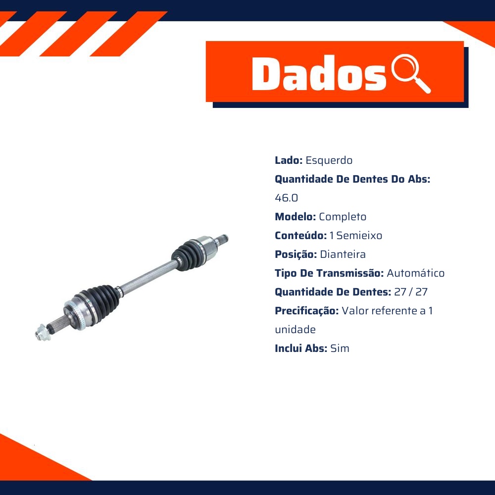 Semieixo Dianteiro Esquerdo Automático Com Abs Hyundai Creta - Cofap - SEC32015