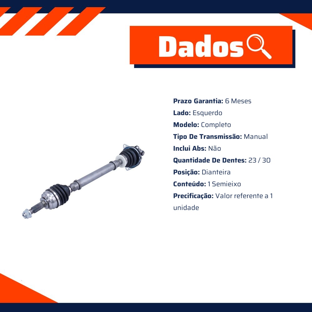 Semieixo Dianteiro Esquerdo Manual para Renault Logan e Sandero - Cofap - SEC18427