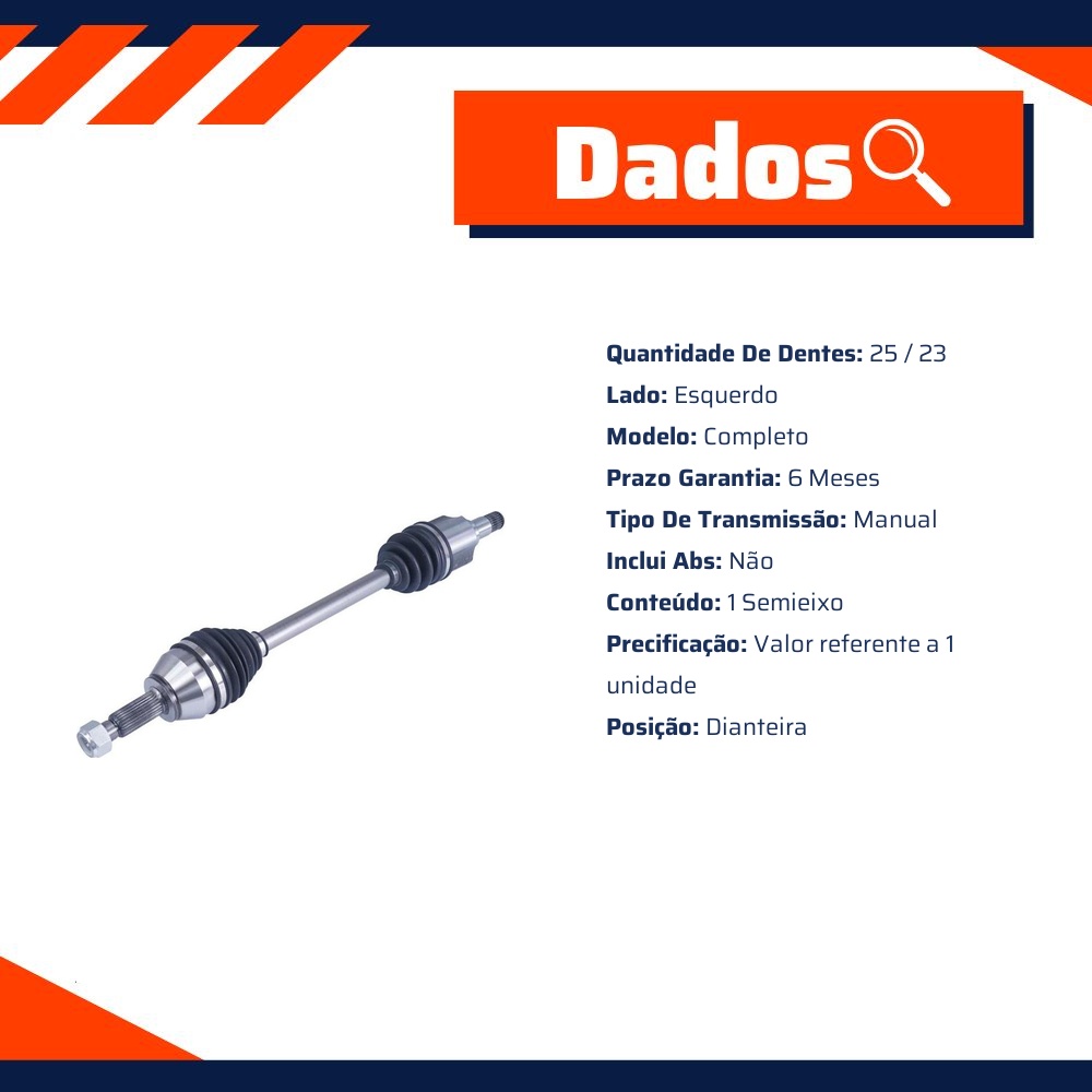 Semieixo Dianteiro Esquerdo Manual para Ford Ecosport - Cofap - SEC08407