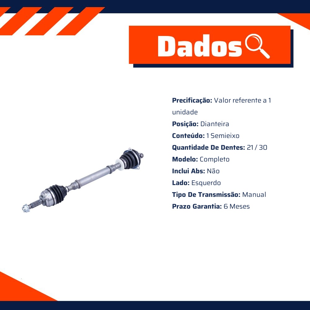 Semieixo Dianteiro Esquerdo Manual para Renault Logan e Sandero - Cofap - SEC18425