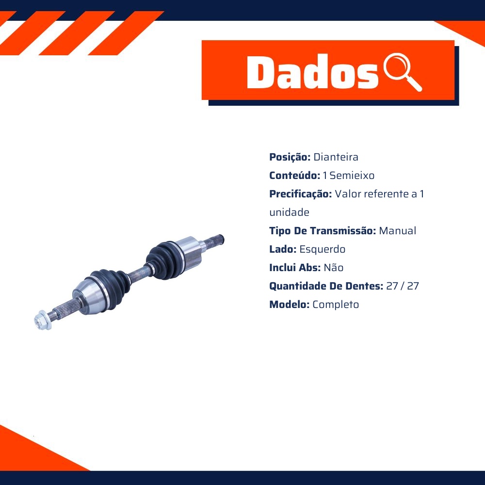 Semieixo Dianteiro Esquerdo Manual para Ford Ranger - Cofap - SEC08410