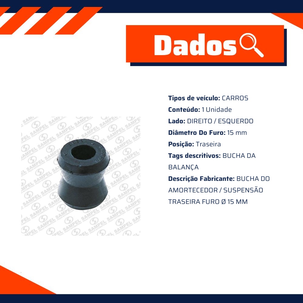 Bucha do Amortecedor para Chevrolet Chevette e Chevette Hatch - Sampel - 3655