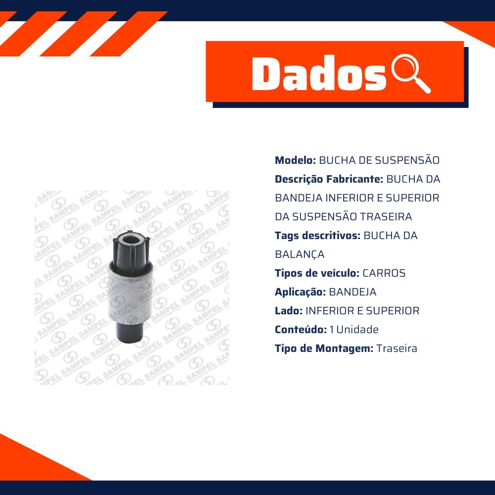 Bucha da Bandeja Inferior e Superior da Traseira para Chevrolet Vectra - Sampel - 3107