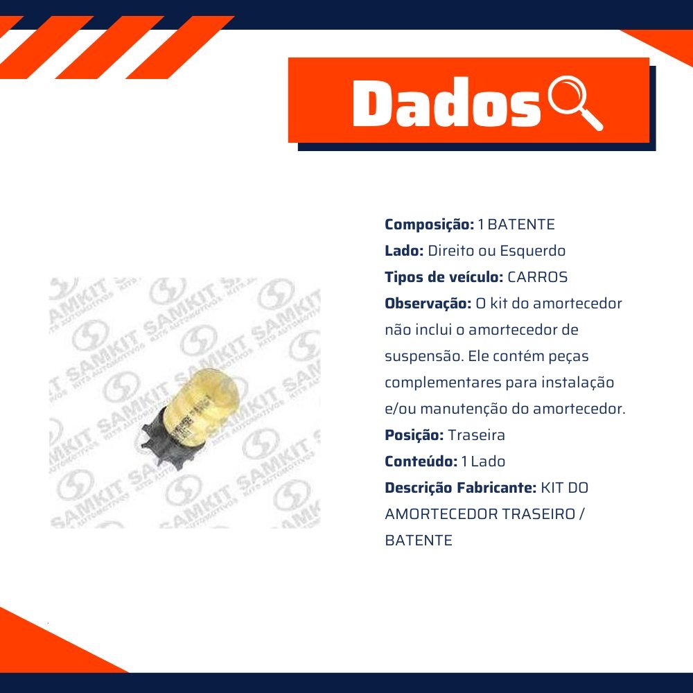 Kit Amortecedor Traseiro 1 Lado para Citroen C3 - Sampel - SK859S