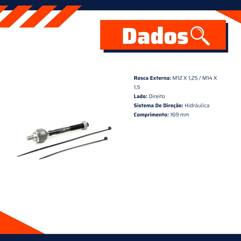 Terminal Axial de Direção Hidráulica para Honda Civic - Viemar - 680072