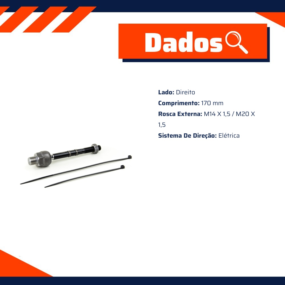 Terminal Axial de Direção Elétrica para Honda Civic - Viemar - 680537