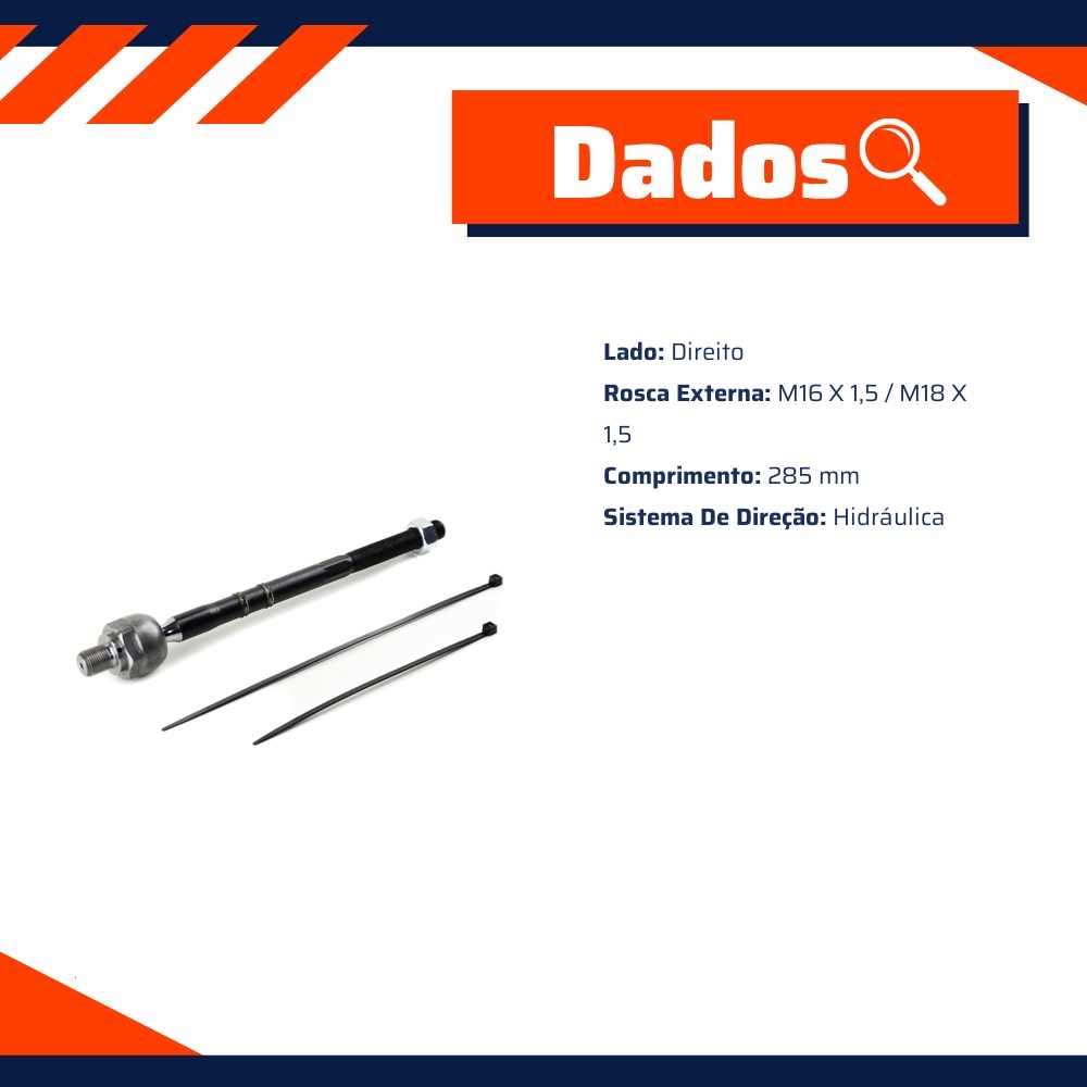 Terminal Axial de Direção Hidráulica para Jeep Cherokee - Viemar - 680555