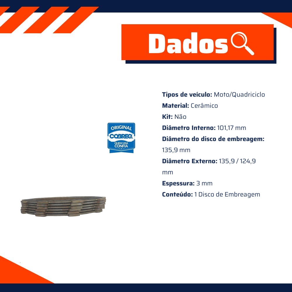Disco Embreagem - Cobreq - 0005-DE