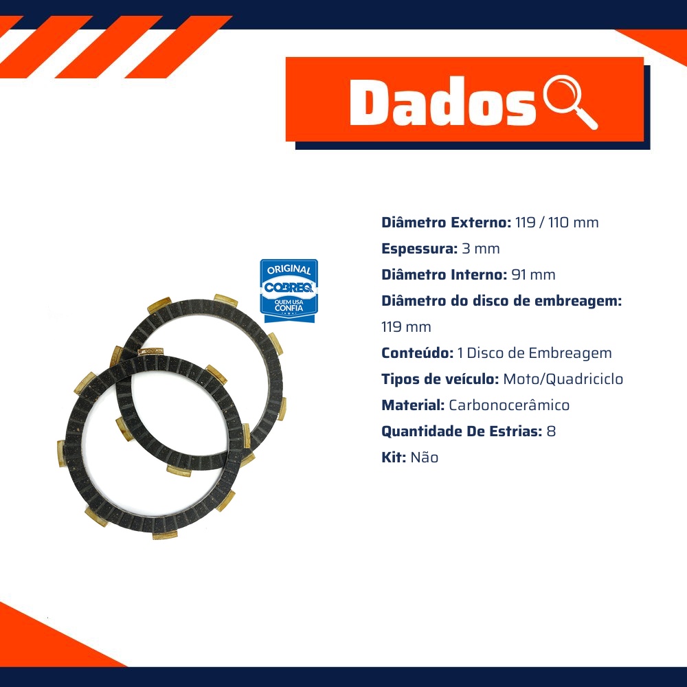 Disco Embreagem - Cobreq - 0021-DE