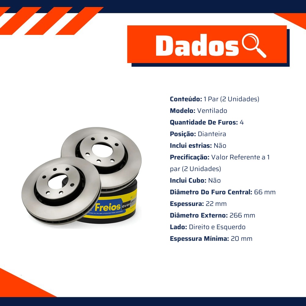 Par Disco Freio Dianteiro - Hipper Freios - HF 750