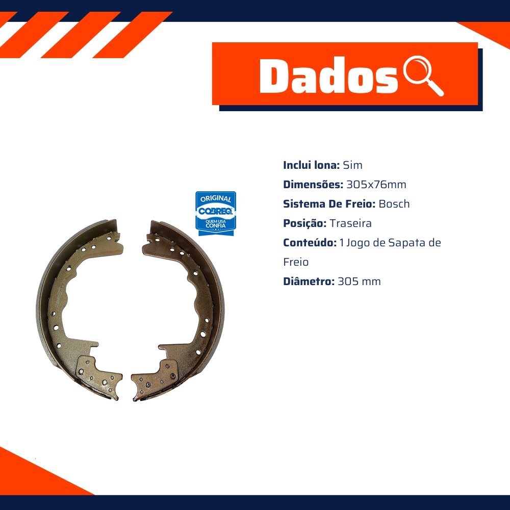 Sapata de Freio Traseira para Ford F-250 e F-350 - Cobreq - 2696-CP