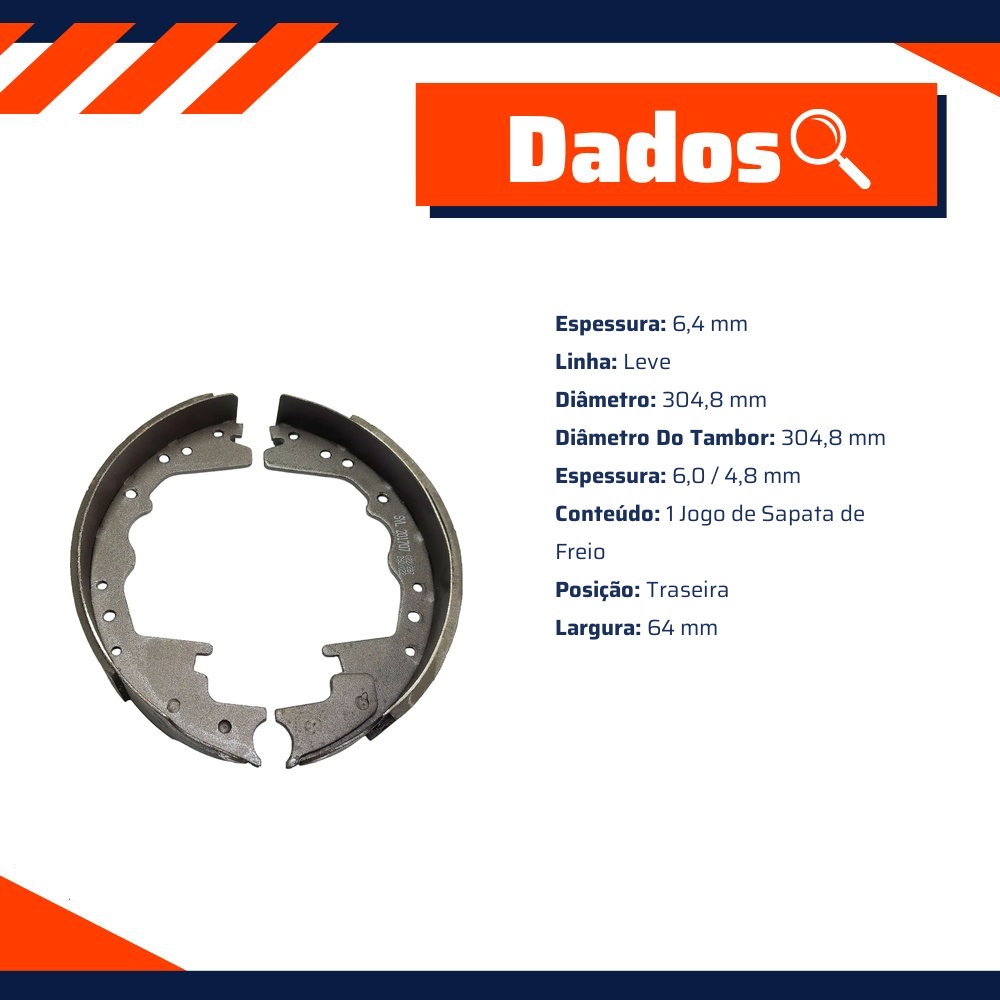Sapata de Freio para Chevrolet D-20 e Silverado - Syl - 201707