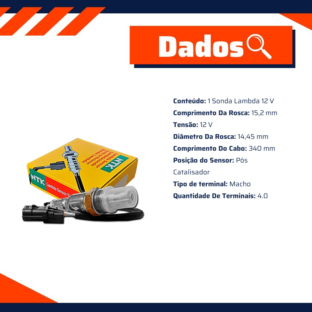 Sonda Lambda Pós Catalisador para Nissan Kicks - NGK - OZA755-EE13