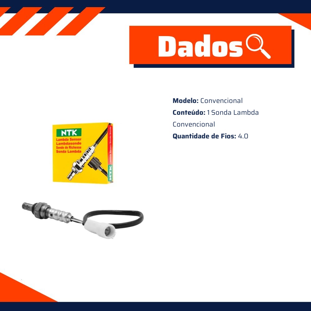 Sonda Lambda Convencional para Ford Fiesta e Fiesta Sedan - NTK - OZA658-D1