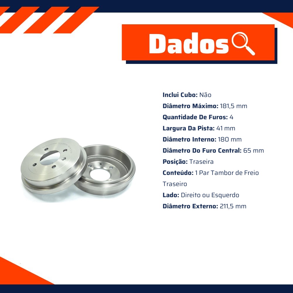 Par Tambor de Freio Traseiro para Volkswagen Gol e VOYAGE - TRW - RPTA02430