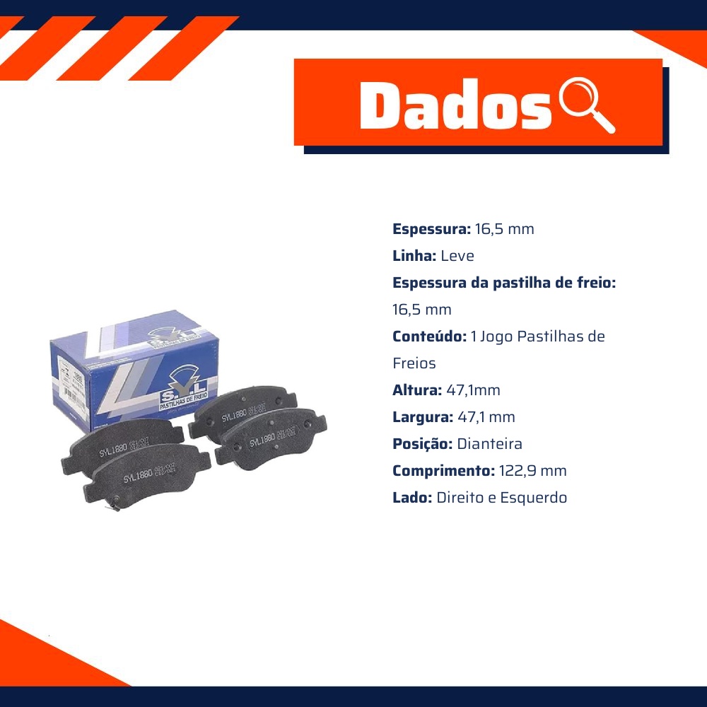 Jogo de Pastilhas de Freio Dianteira para Geely GC2 e JAC J2 - Syl - 1880