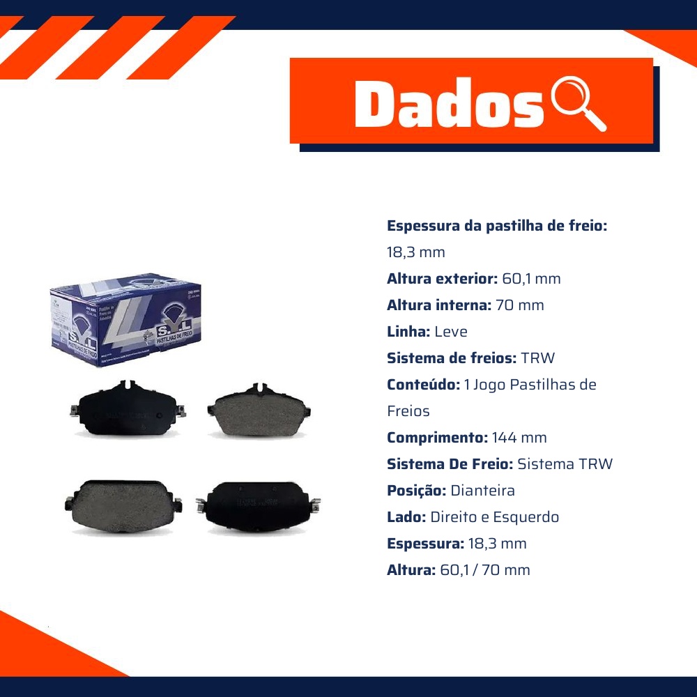 Jogo de Pastilhas de Freio Dianteira para Mercedes-Benz C 180 e C 200 - Syl - 3306