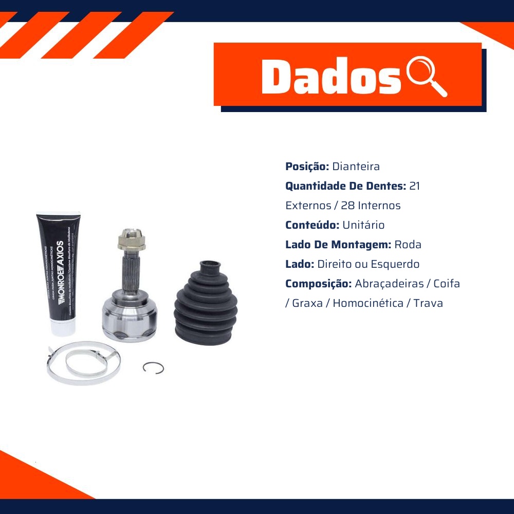 Junta Homocinética Lado Roda para Renault Logan e Sandero - Monroe Axios - LT30125
