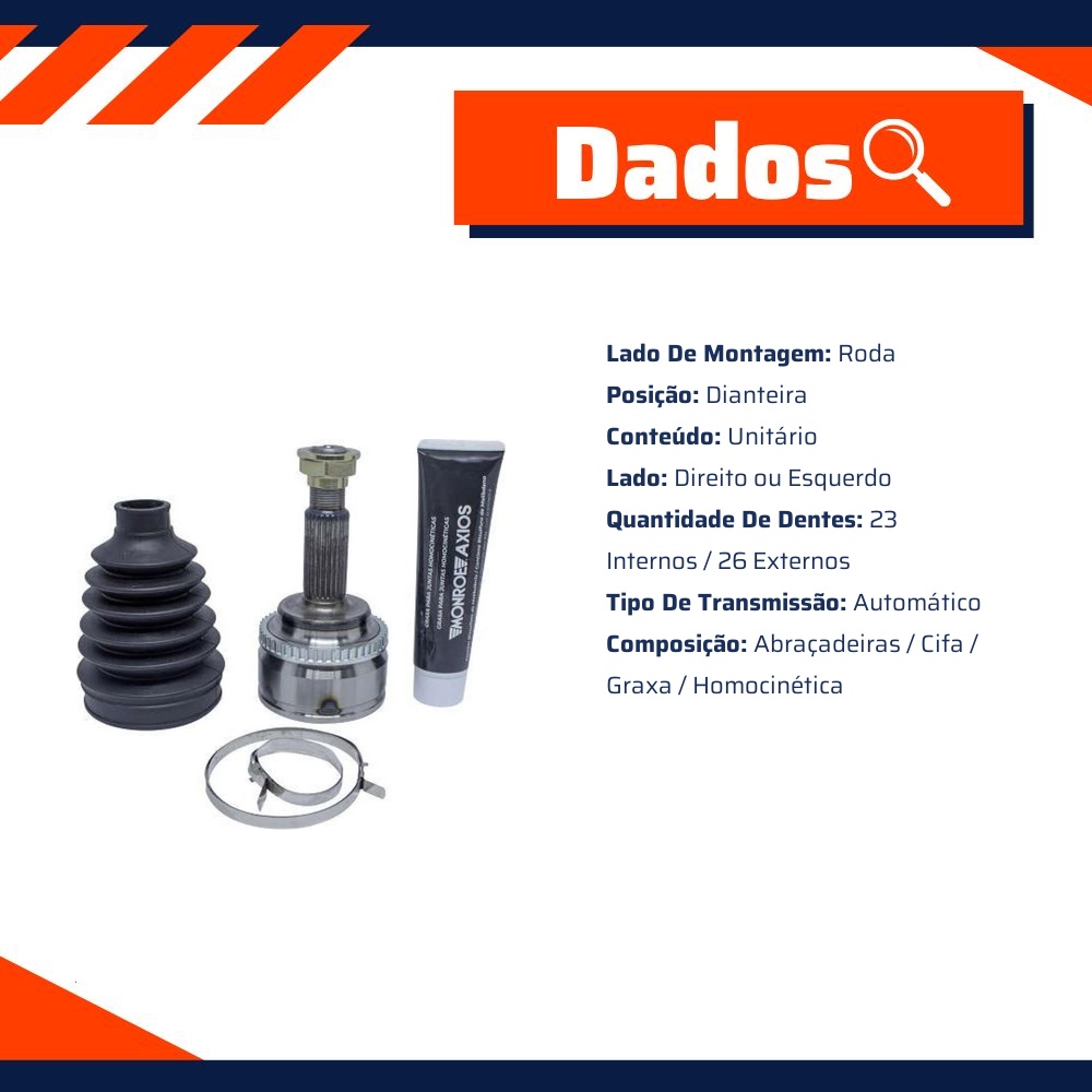 Junta Homocinética Lado Roda para Toyota Corolla - Monroe Axios - LT30130