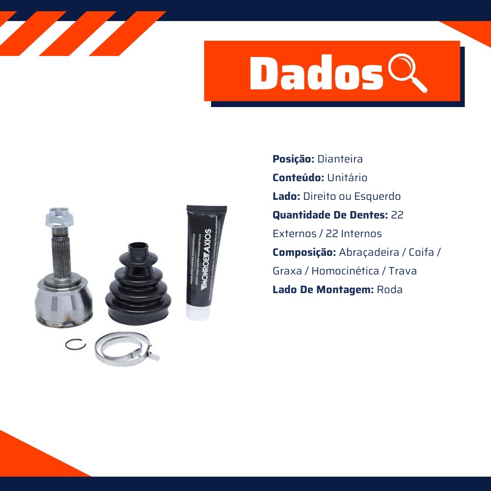 Junta Homocinética Lado Roda para Fiat Doblo - Monroe Axios - 5466021