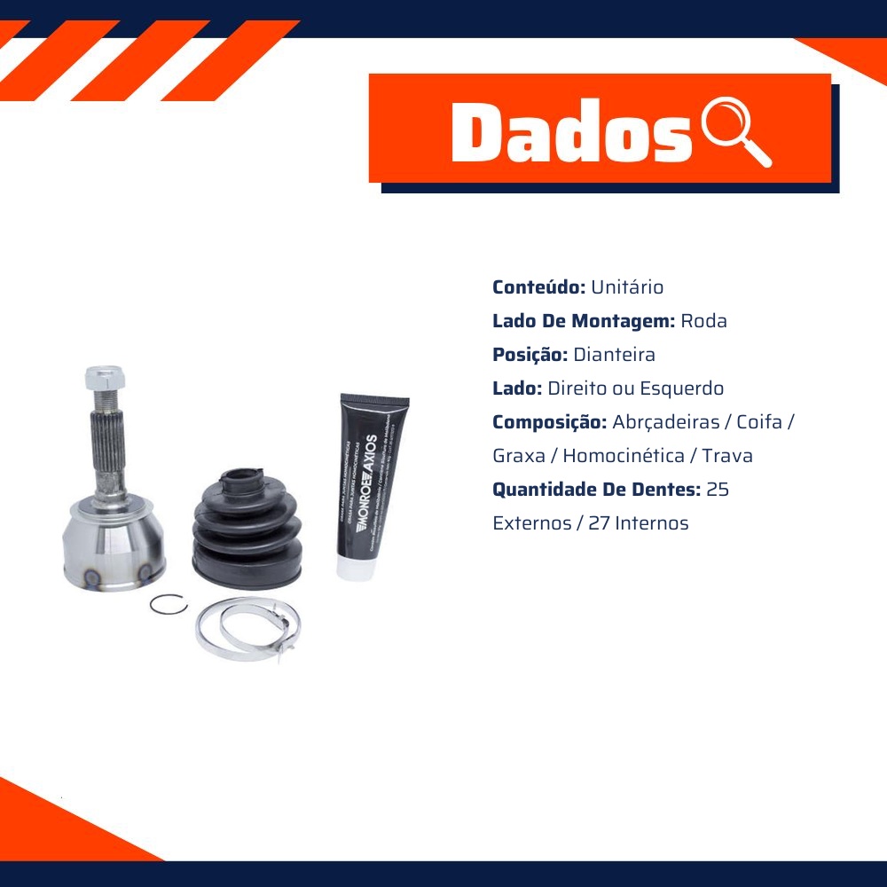 Junta Homocinética Lado Roda para Renault Trafic - Monroe Axios - 5466061