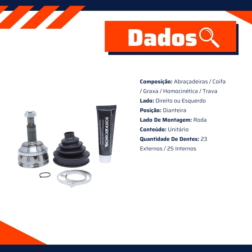 Junta Homocinética Lado Roda para Renault Scenic - Monroe Axios - 5466056