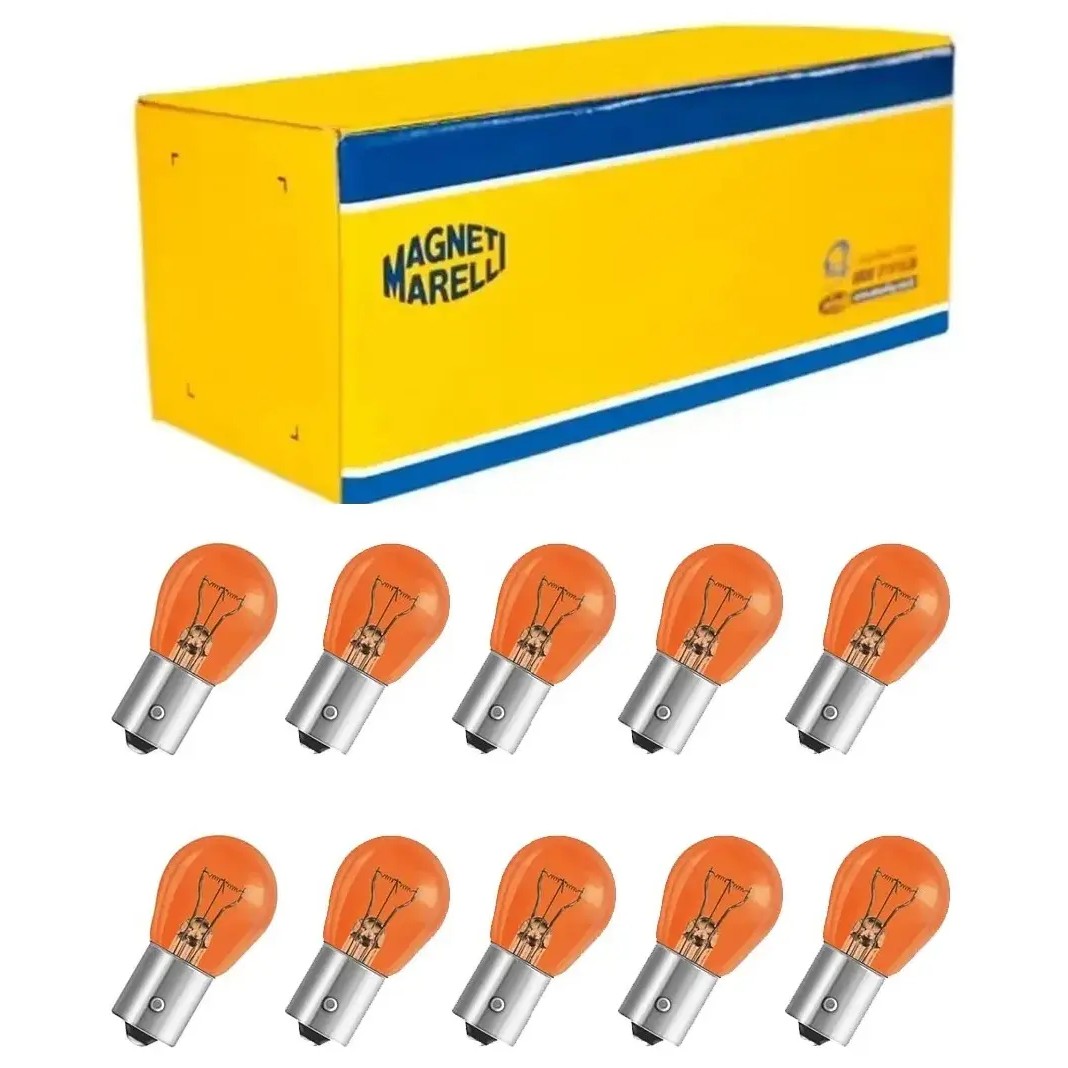 10 Lâmpadas Pisca Traseiro / 12V 21W Bau15S Py21W Ambar Standart - Magneti Marelli - LMM7507