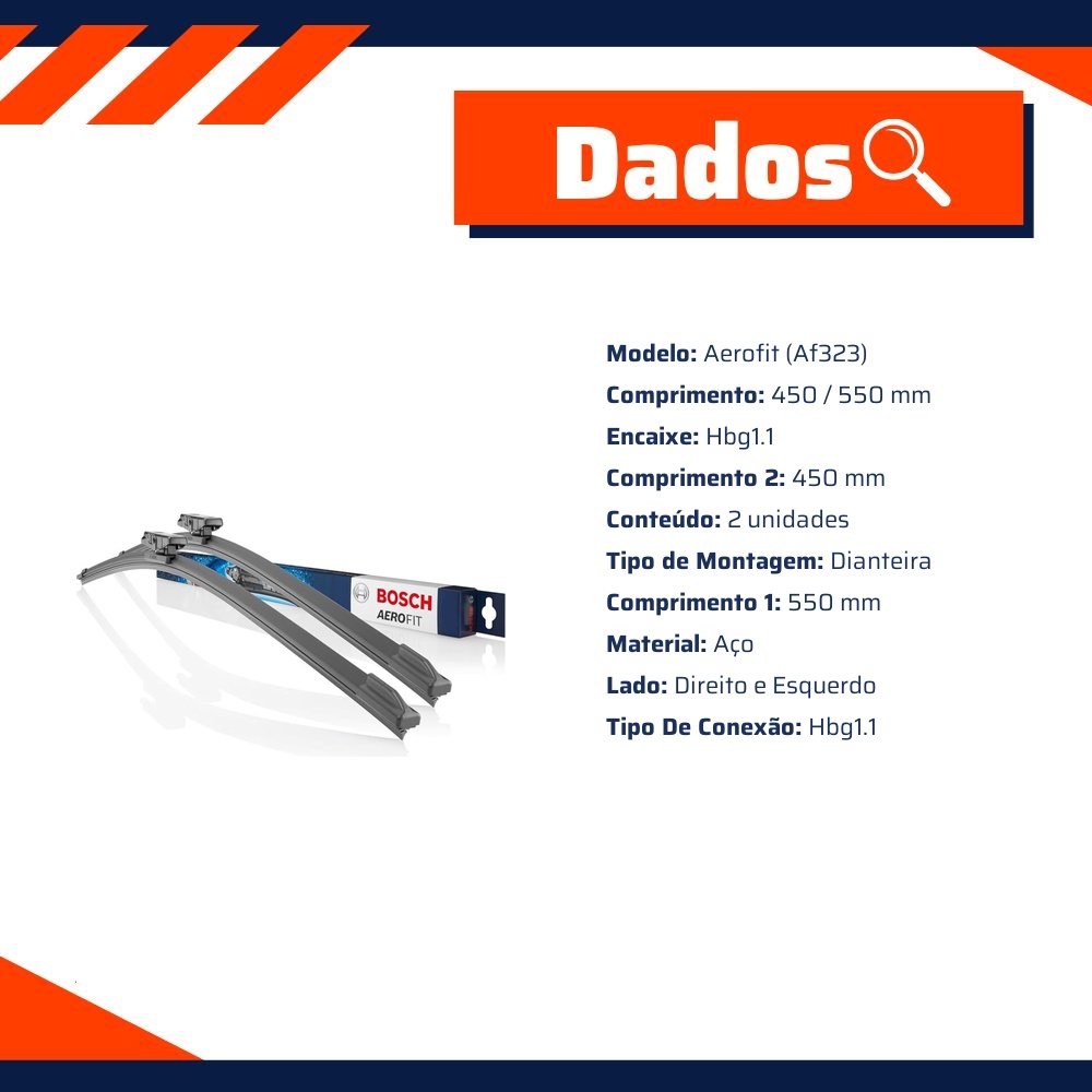 Par Palhetas Aerofit AF323 Dianteira - Bosch - 3 397 007 931