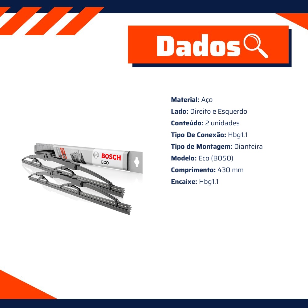 Par Palhetas Eco B050 Dianteira - Bosch - 3 397 005 282