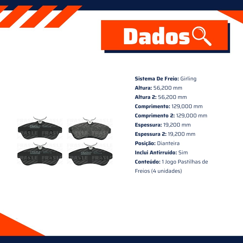 Pastilha de Freio Dianteira para Citroen C3 e C3 Picasso - Fras-le - PD/514