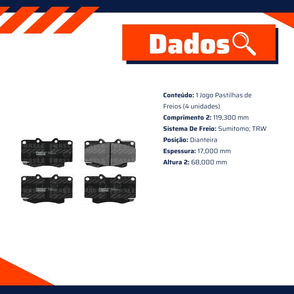 Pastilha de Freio Dianteira para Toyota Hilux - Fras-le - PD/527