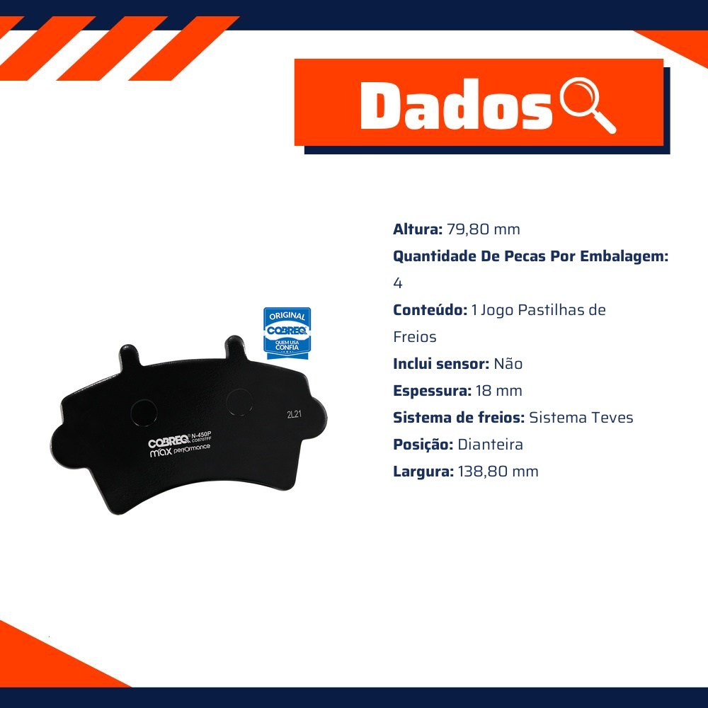 Pastilha de Freio Dianteira para Renault Master - Cobreq - N-450P