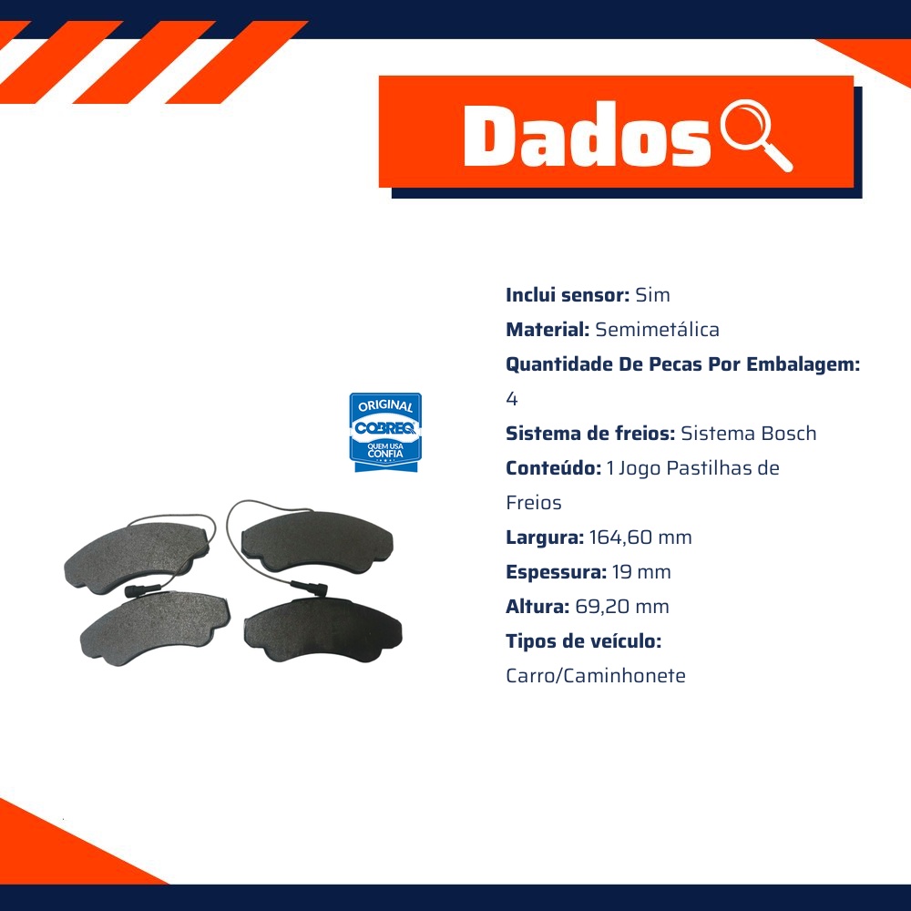 Pastilha de Freio Dianteira para Fiat Ducato e Peugeot Boxer - Cobreq - N-596P
