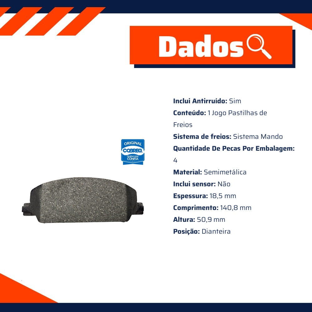 Pastilha de Freio Dianteira para Fiat Fastback e Pulse - Cobreq - N-2102