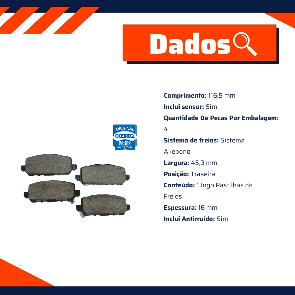 Pastilha de Freio Traseira para Honda Accord e HR-V - Cobreq - N-1783