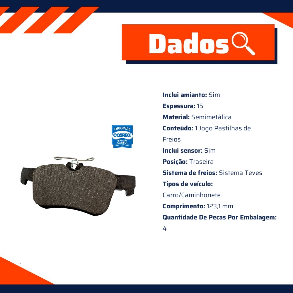 Pastilha de Freio Traseira para Ford Edge e Fusion - Cobreq - N-2115