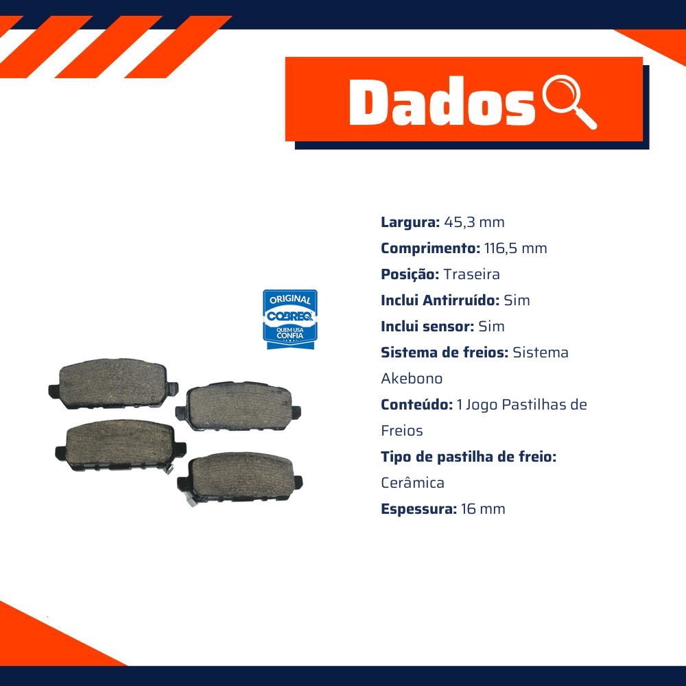 Pastilha de Freio Cerâmica Traseira para Honda Accord e HR-V - Cobreq - N-1783C