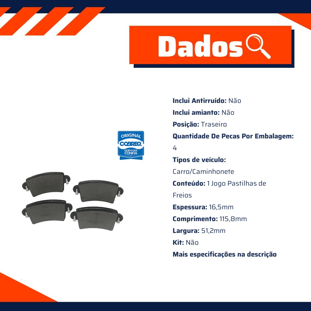 Pastilha de Freio Traseira para Renault Master - Cobreq - N-451P